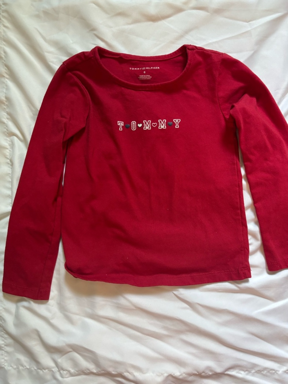Tommy Hilfiger Girls' Red Long Sleeve Logo Shirt